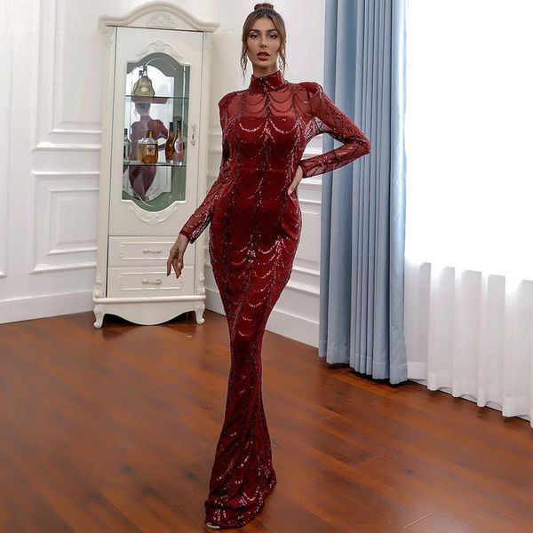 2021 autumn winter high neck wave sequins see though women maxi dresses elegant long sleeve female party dresses, Black;gray
2021 autumn winter high neck wave sequins see though women maxi dresses elegant long sleeve female party dresses, Black;gray