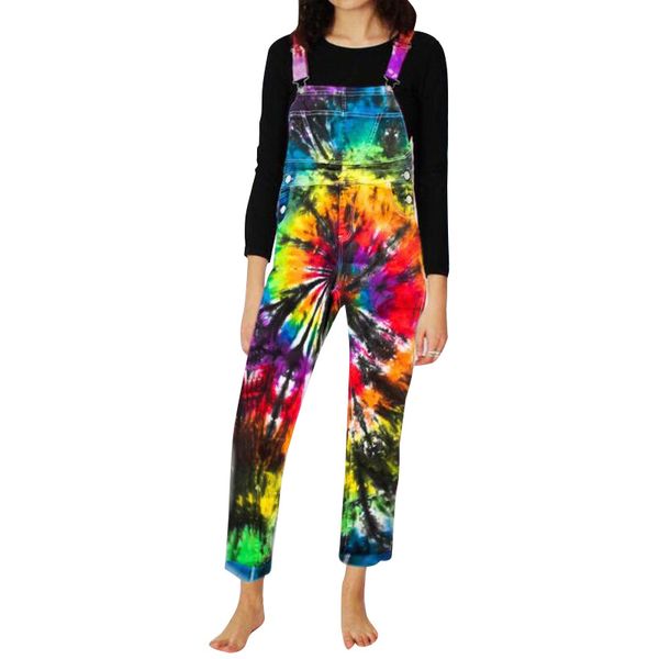 women tie dye overalls colorful slim fit casual pencil pants ladies mid waist overalls, Black;white
women tie dye overalls colorful slim fit casual pencil pants ladies mid waist overalls, Black;white