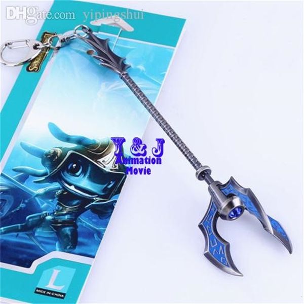 of wholesale-15cm fizz league tidal sea spirit weapon legends game lol metal pendant key ring keychain, Silver