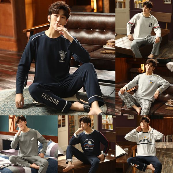 full pure cotton pullover long sleeve trousers pajamas sets autumn man plus size o-neck home casual sleepwear nightwear pyjamas q1216, Black;white
full pure cotton pullover long sleeve trousers pajamas sets autumn man plus size o-neck home casual sleepwear nightwear pyjamas q1216, Black;white