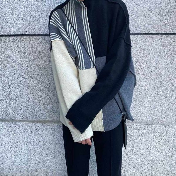 men's sweaters jil ser 19aw show sweater wool knitted color matching warm loose in autumn winter for men and women, White;black
men's sweaters jil ser 19aw show sweater wool knitted color matching warm loose in autumn winter for men and women, White;black