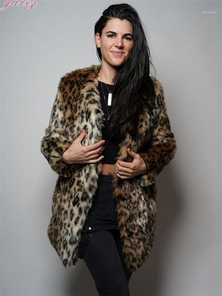 women's fashion leopard print faux fur coat women slim mid-length artificial fur fluffy jacket autumn long plush jacket female1, Black
women's fashion leopard print faux fur coat women slim mid-length artificial fur fluffy jacket autumn long plush jacket female1, Black