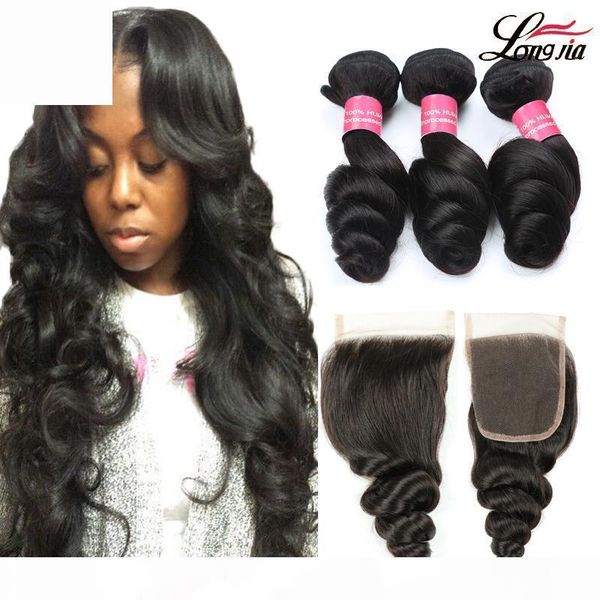 brazilian virgin hair loose wave bundles with 4x4 closure 3 4 bundles brazilian hair weave 8a unprocessed human hair bundles with closure, Black
brazilian virgin hair loose wave bundles with 4x4 closure 3 4 bundles brazilian hair weave 8a unprocessed human hair bundles with closure, Black