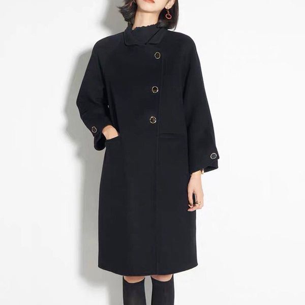 women's wool & blends women wollen trench 2021 autumn and winter double-sided cashmere coat woolen mid-length, Black
women's wool & blends women wollen trench 2021 autumn and winter double-sided cashmere coat woolen mid-length, Black