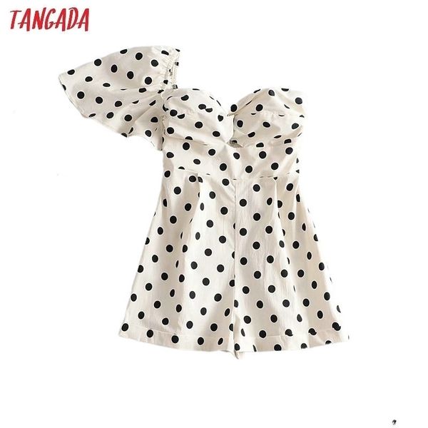 tangada women vintage one shoulder off dots playsuits elastic waist short sleeve rompers ladies casual chic jumpsuits 3a26 y200904, Black;white
tangada women vintage one shoulder off dots playsuits elastic waist short sleeve rompers ladies casual chic jumpsuits 3a26 y200904, Black;white