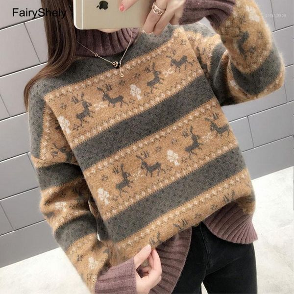 fairyshely casual christmas sweater women 2019 winter warm jumper loose knitted cashmere sweater pullover pull hiver femme1, White;black
fairyshely casual christmas sweater women 2019 winter warm jumper loose knitted cashmere sweater pullover pull hiver femme1, White;black