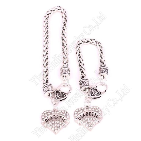 link, chain parent-child suit fashion rhodium plated with sparkling crystals diabetic heart charm bracelet, Black
link, chain parent-child suit fashion rhodium plated with sparkling crystals diabetic heart charm bracelet, Black