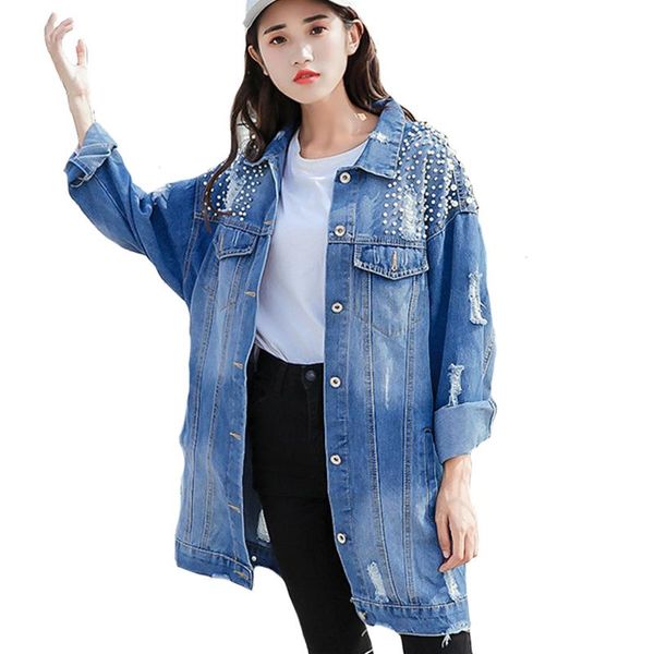 new bead denim jackets women basic coat hole long sleeve vintage jean jacket loose denim coat loose street style outwear j426, Black;brown
new bead denim jackets women basic coat hole long sleeve vintage jean jacket loose denim coat loose street style outwear j426, Black;brown