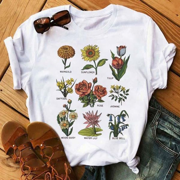 women summer cartoon flower printed tshirts harajuku funny female t shirt korean short sleeves streetwear t shirts, White
women summer cartoon flower printed tshirts harajuku funny female t shirt korean short sleeves streetwear t shirts, White