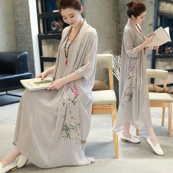 2020 new fashion summer women dress fake two chinese robes vintage print long sleeve dress plus size linen1, Black;gray
2020 new fashion summer women dress fake two chinese robes vintage print long sleeve dress plus size linen1, Black;gray