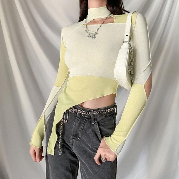 2020 new fashion women's cut out anomaly t-shirts long sleeve patchwork slim fit crop fall streetwear outfits, White
2020 new fashion women's cut out anomaly t-shirts long sleeve patchwork slim fit crop fall streetwear outfits, White
