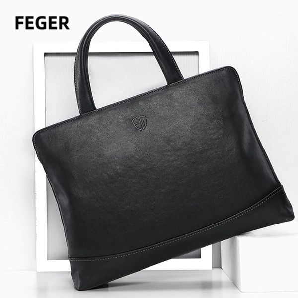 feger men bag genuine leather briefcase silm lapbriefcases handbag business computer bags 2020 new fashion1