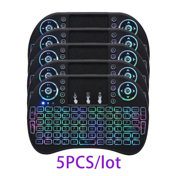 5 pcs i8 keyboard 7 color backlit air mouse 2.4ghz wireless english russian spanish multi language mini keyboard remote control
5 pcs i8 keyboard 7 color backlit air mouse 2.4ghz wireless english russian spanish multi language mini keyboard remote control