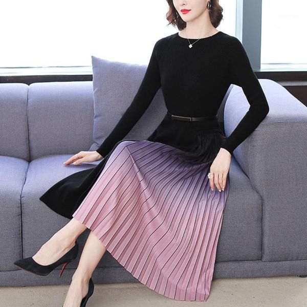 casual dresses one piece women knitted fashion color gradient pleated office ladies autumn winter sweater dresss1, Black;gray
casual dresses one piece women knitted fashion color gradient pleated office ladies autumn winter sweater dresss1, Black;gray