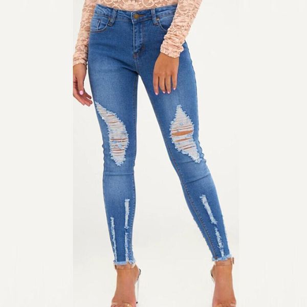 women skinny ripped holes jeans ladies denim pants high waist stretch slim pencil pants trousers drak light blue1, Blue
women skinny ripped holes jeans ladies denim pants high waist stretch slim pencil pants trousers drak light blue1, Blue