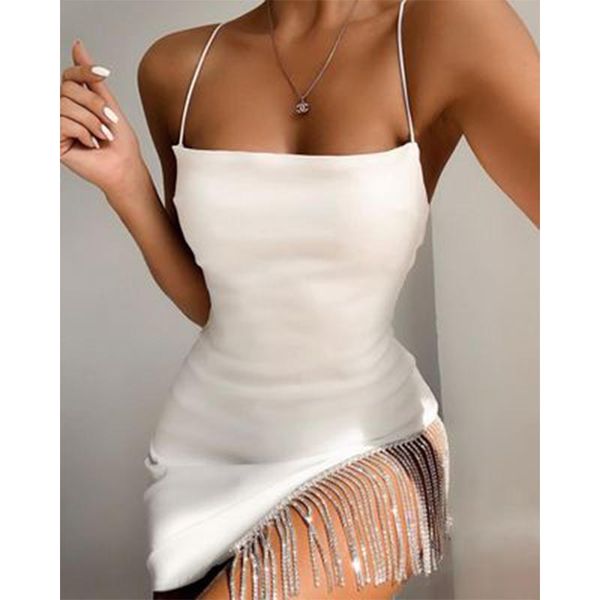 spaghetti strap diamond tassel mini dress 2021 women backless solid zipper patchwork package hip irregular slim casual dresses, Black;gray
spaghetti strap diamond tassel mini dress 2021 women backless solid zipper patchwork package hip irregular slim casual dresses, Black;gray