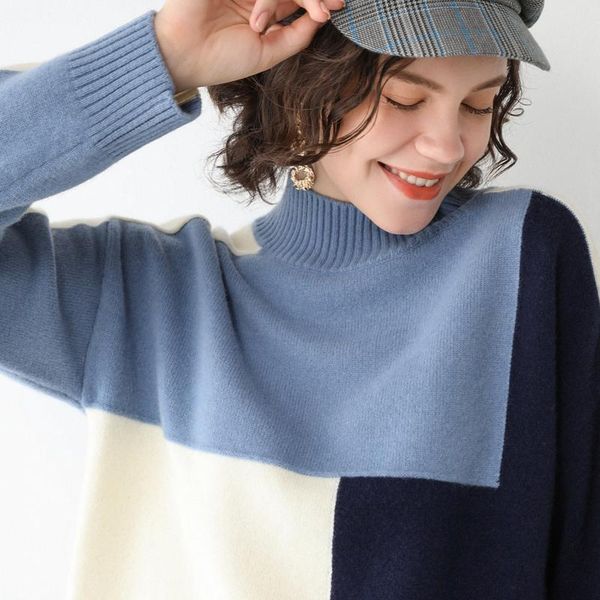 women's sweaters large size 100% pure wool pullover cashmere sweater woman turtleneck loose fashion stitching warm, White;black
women's sweaters large size 100% pure wool pullover cashmere sweater woman turtleneck loose fashion stitching warm, White;black