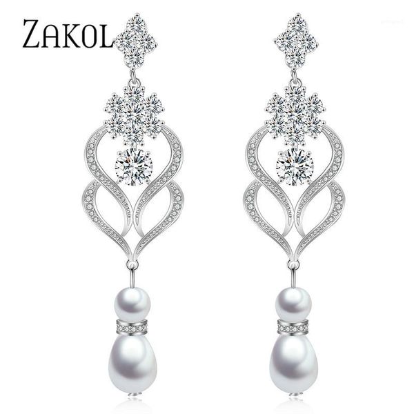 dangle & chandelier zakol trendy cz zirconia flower long simple earrings for women bride bridesmaid wedding jewelry fsep23321, Silver
dangle & chandelier zakol trendy cz zirconia flower long simple earrings for women bride bridesmaid wedding jewelry fsep23321, Silver