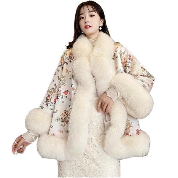 women's fur & faux 2021 fashion winter coat women jacket vintage embroidery beading cloak outerwear satin fabric shawl kw217, Black
women's fur & faux 2021 fashion winter coat women jacket vintage embroidery beading cloak outerwear satin fabric shawl kw217, Black