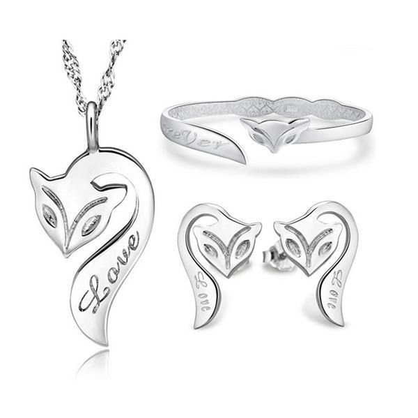 bridal jewelry sets women bohemian fox white gold plated 925 sterling silver pendant necklace/earrings stud/bangle bracelet, Black
bridal jewelry sets women bohemian fox white gold plated 925 sterling silver pendant necklace/earrings stud/bangle bracelet, Black