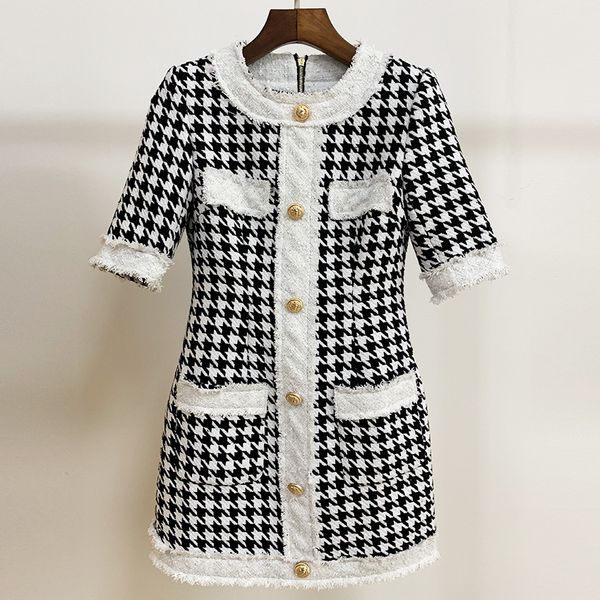 223 2021 milan style runway dress brand same style dress short sleeve tweed crew new plaid empire fashion womens dress meiyi, Black
223 2021 milan style runway dress brand same style dress short sleeve tweed crew new plaid empire fashion womens dress meiyi, Black