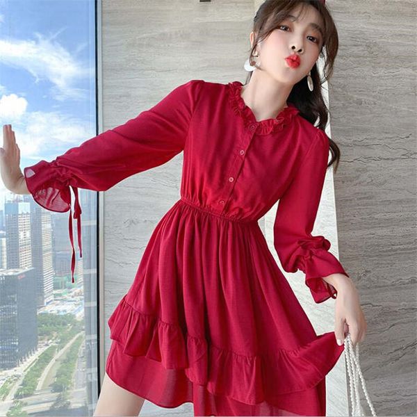 nut chiffon dress 2021 spring new temperament lady self-cultivation red skirt girl group line look sweet and seductive, Black;gray
nut chiffon dress 2021 spring new temperament lady self-cultivation red skirt girl group line look sweet and seductive, Black;gray