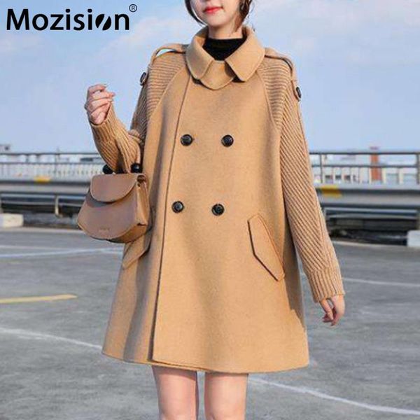 mozision patchwork double breasted women's woolen coat solid long sleeve turn-down collar loose overcoat winter woolen coat, Black
mozision patchwork double breasted women's woolen coat solid long sleeve turn-down collar loose overcoat winter woolen coat, Black