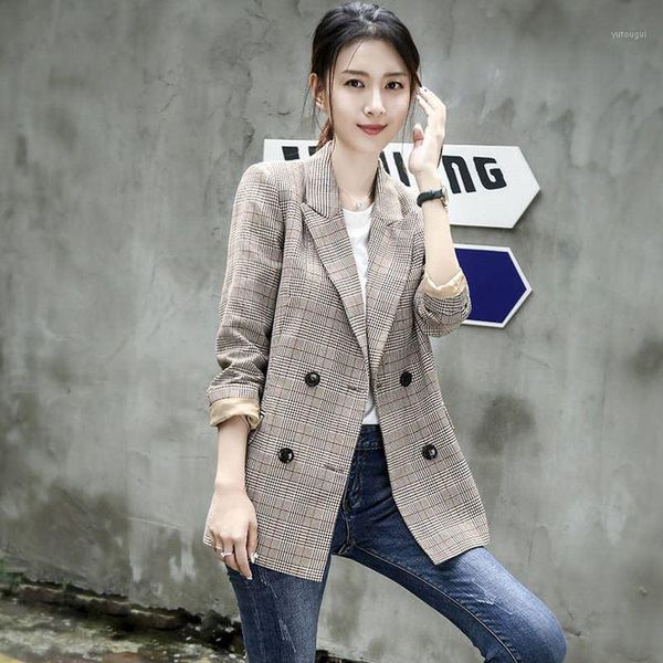2020 spring autumn women blazer ladies plaid double breasted long sleeve suit coat feminino outerwear pockets jackets s1161, White;black
2020 spring autumn women blazer ladies plaid double breasted long sleeve suit coat feminino outerwear pockets jackets s1161, White;black