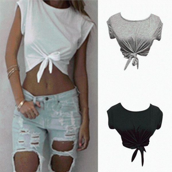 summer women knotted tie front crop cropped t shirt casual tanks camis knotted crop tees, White
summer women knotted tie front crop cropped t shirt casual tanks camis knotted crop tees, White