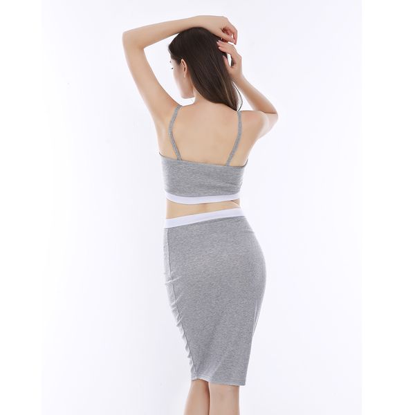 womens fashion dressgray and white stitching two-piece strap nightclub dress fnea, Black;gray
womens fashion dressgray and white stitching two-piece strap nightclub dress fnea, Black;gray