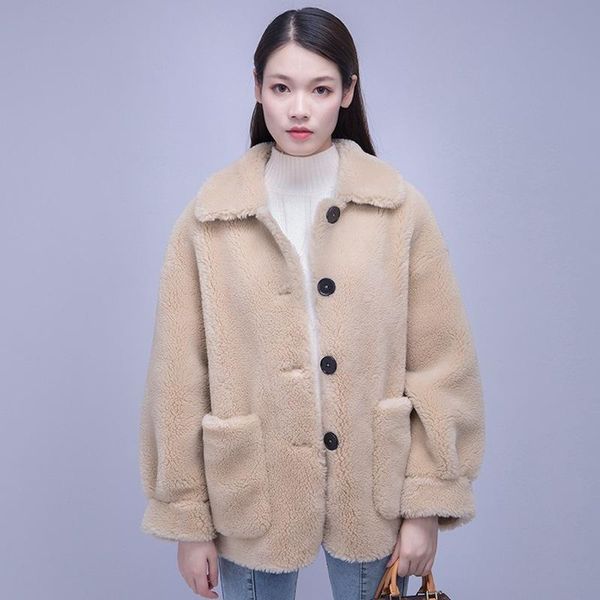 women's fur & faux 100% real coat wool jacket vintage autumn winter women clothes 2021 korean sheep shearling manteau femme yy1773, Black
women's fur & faux 100% real coat wool jacket vintage autumn winter women clothes 2021 korean sheep shearling manteau femme yy1773, Black