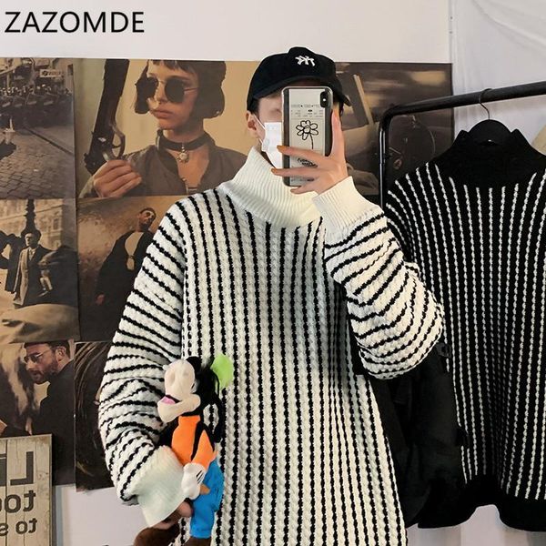 2021 winter striped pullovers new men's korean version of the loose vertical strip high collar thick student casual sweater, White;black
2021 winter striped pullovers new men's korean version of the loose vertical strip high collar thick student casual sweater, White;black