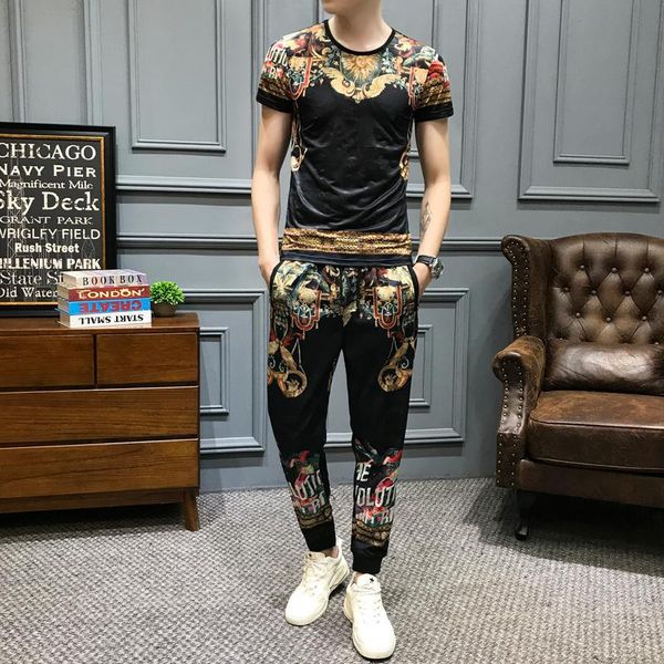 men's tracksuits brand vintage print tracksuit set sportswear summer 2pcs tshirts+sweatpants luxury men clothes social casual suits set, Gray
men's tracksuits brand vintage print tracksuit set sportswear summer 2pcs tshirts+sweatpants luxury men clothes social casual suits set, Gray