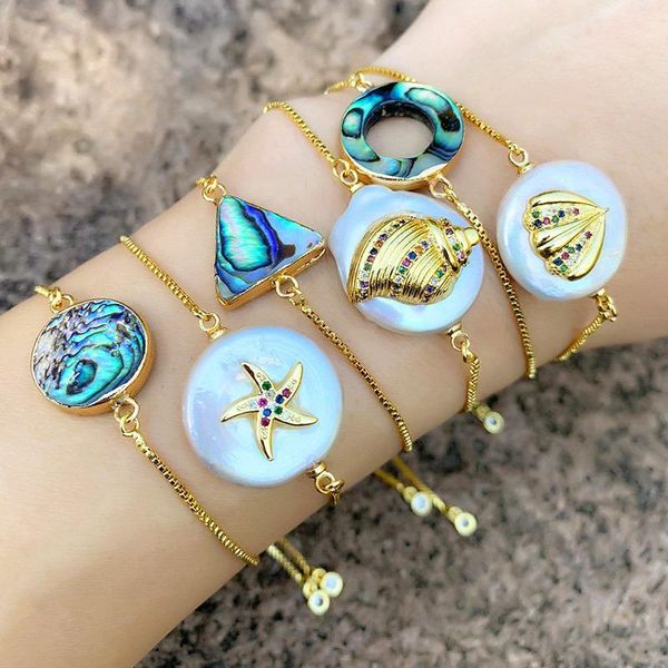 women fashion bracelets natural pearl shell/seastar bracelet abalone seastar pearl round charm bracelets rainbow zirconia bangle1, Golden;silver
women fashion bracelets natural pearl shell/seastar bracelet abalone seastar pearl round charm bracelets rainbow zirconia bangle1, Golden;silver
