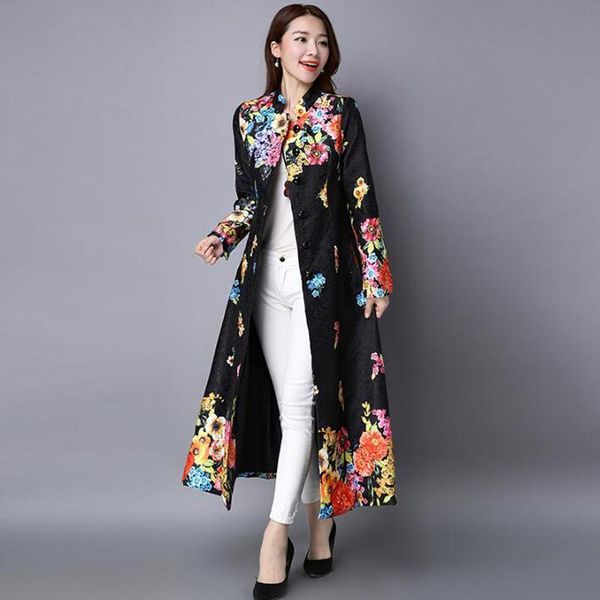 2020 women autumn winter vintage print slim embroidery plus size cardigan long coat chinese national style trench outerwear, Tan;black
2020 women autumn winter vintage print slim embroidery plus size cardigan long coat chinese national style trench outerwear, Tan;black