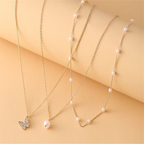 new vintage gold multi layer chain necklaces for women cz zircon butterfly pendant necklace pearl statement jewelry, Silver
new vintage gold multi layer chain necklaces for women cz zircon butterfly pendant necklace pearl statement jewelry, Silver