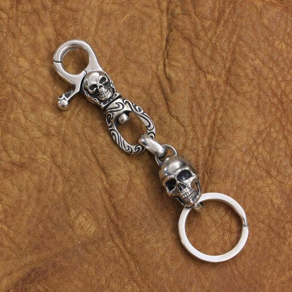 high detail skull keyring 925 sterling silver mens biker punk keychain ta249, Slivery;golden
high detail skull keyring 925 sterling silver mens biker punk keychain ta249, Slivery;golden