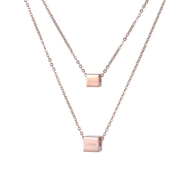 pendant necklaces 2 layers stainless steel rose gold choker necklace love letter square valentine's day present for women n18276, Silver
pendant necklaces 2 layers stainless steel rose gold choker necklace love letter square valentine's day present for women n18276, Silver