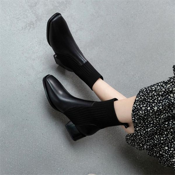 boots winter women cow leather splicing wool short sleeve square toe heel solid color casual shoes item no.y383, Black
boots winter women cow leather splicing wool short sleeve square toe heel solid color casual shoes item no.y383, Black