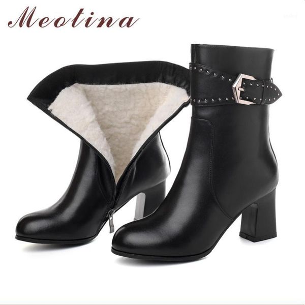 meotina winter snow boots women natural genuine leather buckle thick high heel ankle boots warm plush zipper shoes ladies 34-391, Black
meotina winter snow boots women natural genuine leather buckle thick high heel ankle boots warm plush zipper shoes ladies 34-391, Black