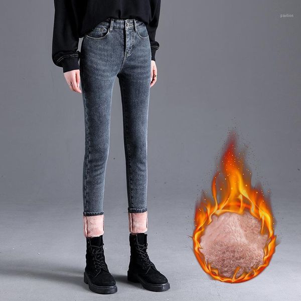 skinny pants women jeans winter thick velvet warm long trousers lady leggings stretch jeans denim pencil pants1, Blue