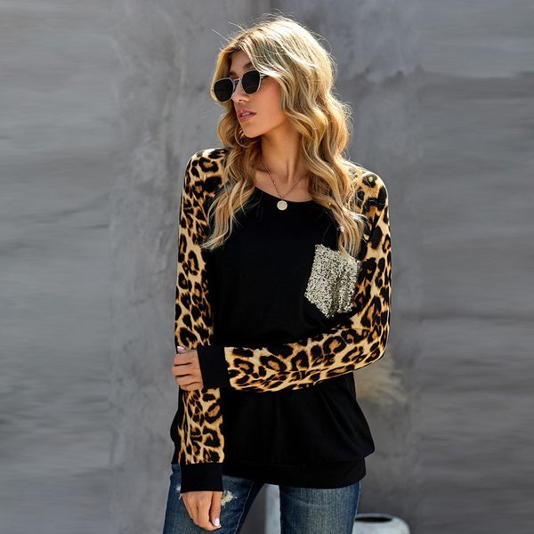 ins shiying womens clothing european and american leopard splicing long-sleeved amazon new casual round neck pullover t-shirt, White
ins shiying womens clothing european and american leopard splicing long-sleeved amazon new casual round neck pullover t-shirt, White
