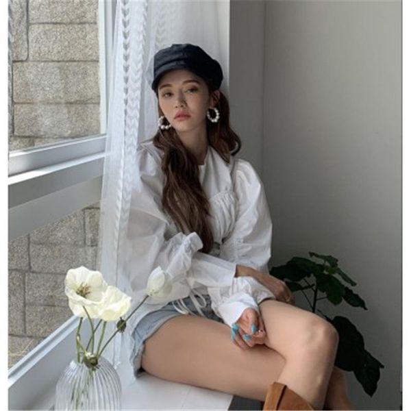 2021 new arrivals frensh stylish blouse shirt o-neck long-sleeved pleasted drawstring loose blusas casual lady pullovers, White
2021 new arrivals frensh stylish blouse shirt o-neck long-sleeved pleasted drawstring loose blusas casual lady pullovers, White
