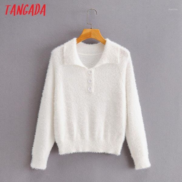 tangada women 2020 fashion white fitted cropped knitted sweater turn down collar long sleeve female pullovers chic sy2511, White;black
tangada women 2020 fashion white fitted cropped knitted sweater turn down collar long sleeve female pullovers chic sy2511, White;black