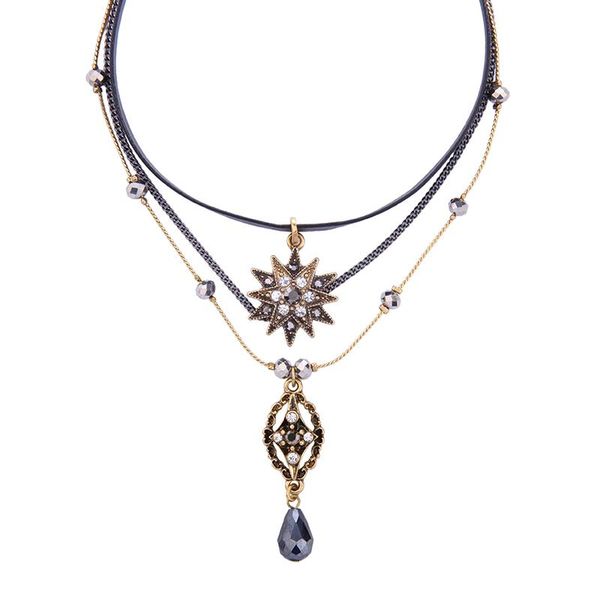 bulk price unique brand jewelry black leather choker necklace crystal flower tear-drop pendant antique 3 layers necklace vintage, Silver
bulk price unique brand jewelry black leather choker necklace crystal flower tear-drop pendant antique 3 layers necklace vintage, Silver