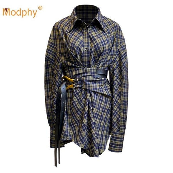 women's plaid contrasting shirt lapel long sleeve belt pleated casual retro slim shirt 2020 autumn fashion new clothing, White
women's plaid contrasting shirt lapel long sleeve belt pleated casual retro slim shirt 2020 autumn fashion new clothing, White