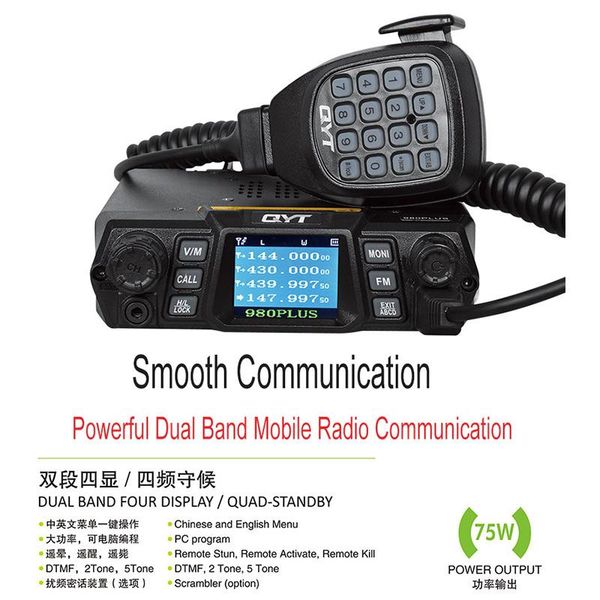 1pz qyt kt-980 plus mobile car radio walkie talkie 75w powerful dual band radio communication long two-way ham amateur
1pz qyt kt-980 plus mobile car radio walkie talkie 75w powerful dual band radio communication long two-way ham amateur