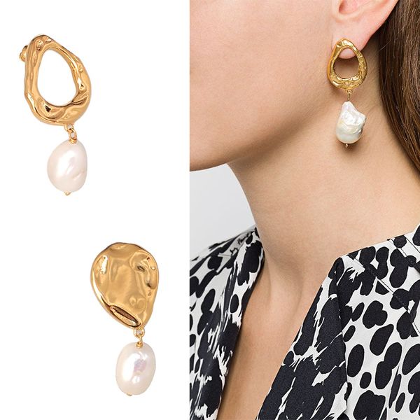 designer earrings luxury jewelry women earrings baroque freshwater pearl earrings fashion temperament vacuum plating asymmetric hoop earring, Golden
designer earrings luxury jewelry women earrings baroque freshwater pearl earrings fashion temperament vacuum plating asymmetric hoop earring, Golden