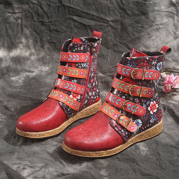 2021 new socofy femininas retro impresso fivela macio tornozelo botas senhoras sapatos mujer eibl, Black
2021 new socofy femininas retro impresso fivela macio tornozelo botas senhoras sapatos mujer eibl, Black