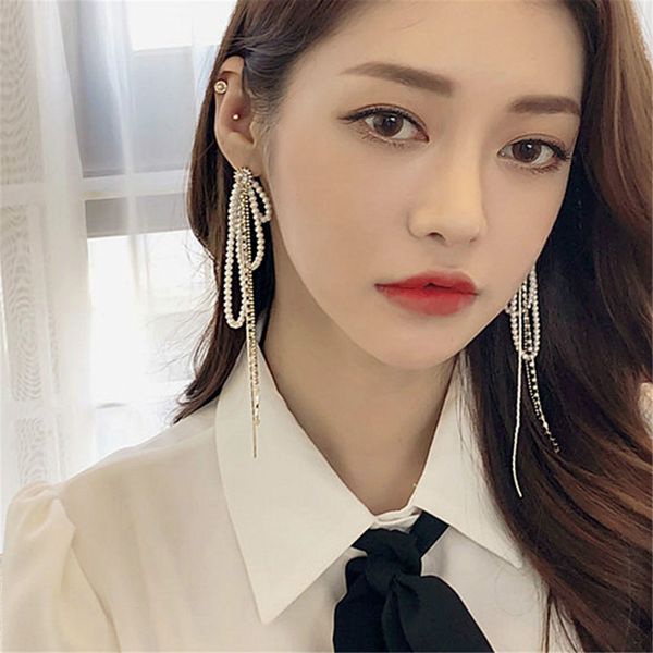 new arrival fashion earring simulated-pearl hyperbole water drop women dangle earrings korean long chain tasseled luxurious jewelry, Silver
new arrival fashion earring simulated-pearl hyperbole water drop women dangle earrings korean long chain tasseled luxurious jewelry, Silver